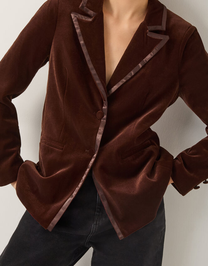 Mila Single Breasted Velvet Blazer, Copper (COPPER), large