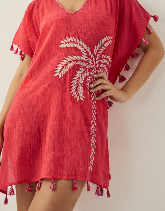 Katie Embroidered Tassel Kaftan, Orange (CORAL), large