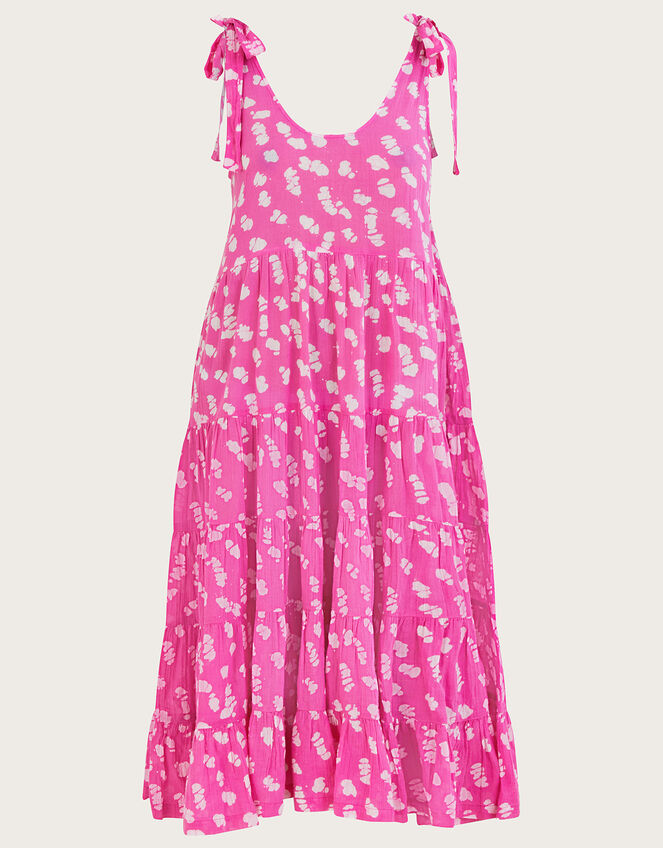Orange - Pure Cotton Tiered Batik Print Dress 08