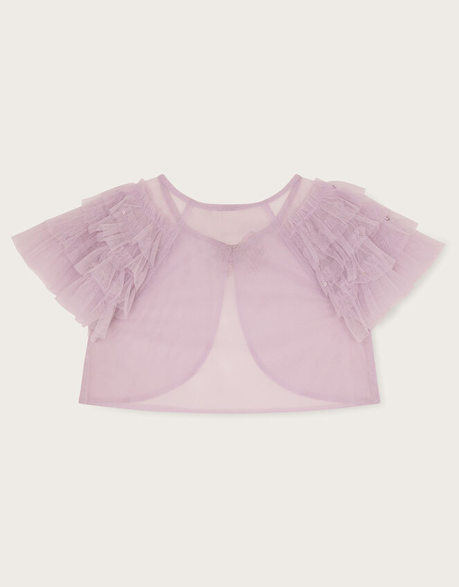 Isabella Crop Ruffle Sleeve Tulle Jacket, Purple (LILAC), large