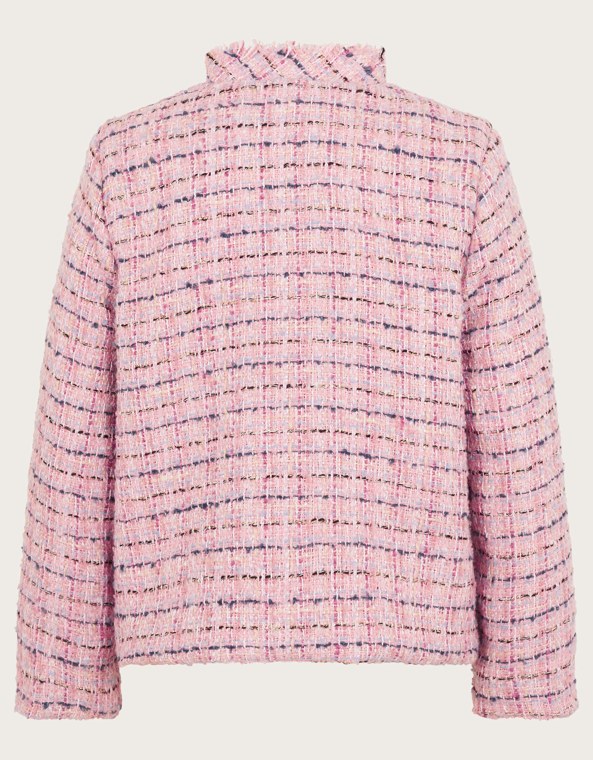 High Neck Tweed Jacket Pink