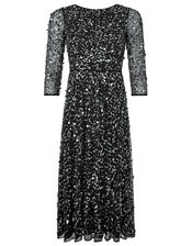  Amber Heart Sequin Midi Dress, Black (BLACK), large