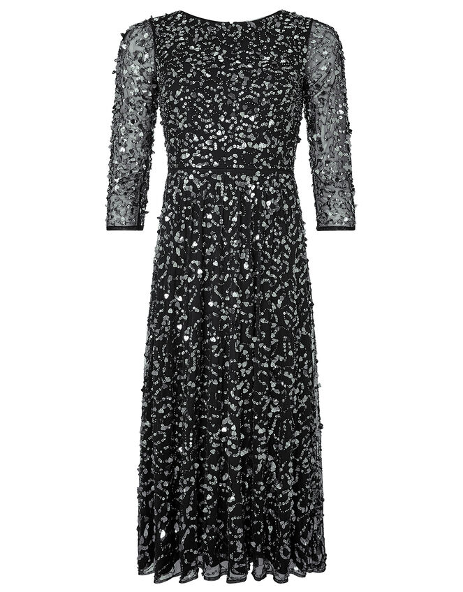  Amber Heart Sequin Midi Dress, Black (BLACK), large