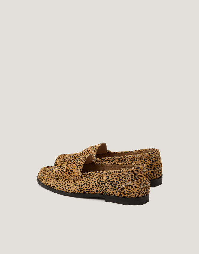 Maya Leather Animal Print Loafers, Brown (BROWN), large