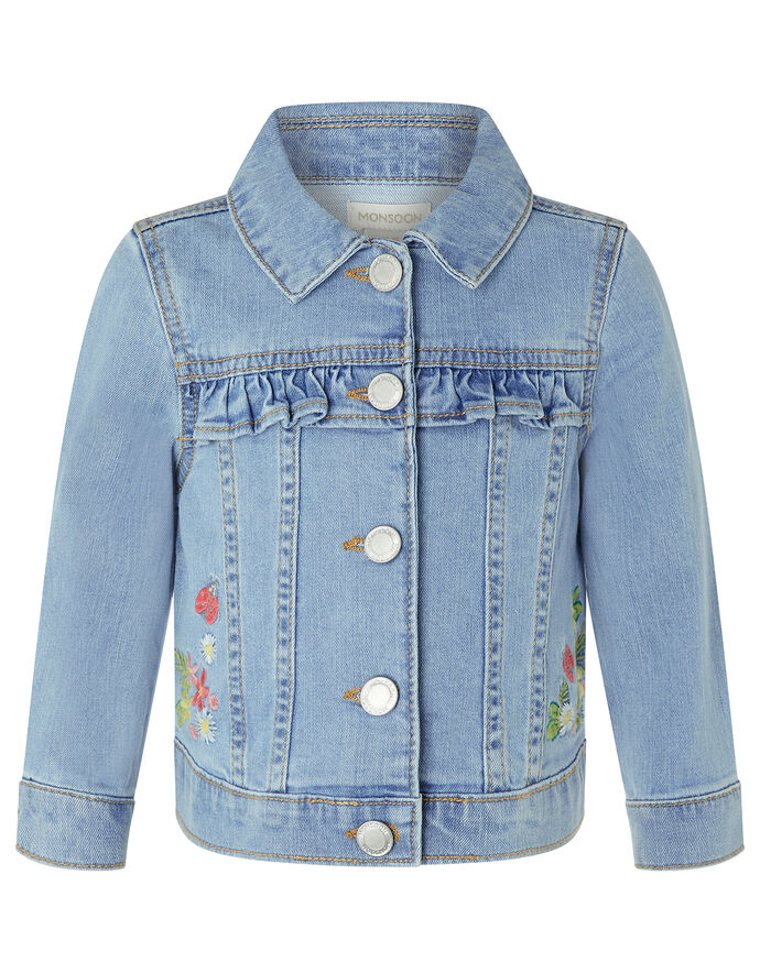 Baby Freya Denim Jacket with Floral Embroidery Blue