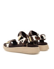Woden Line Cow Print Sandals, Multi (MULTI), large