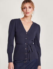Smart Ribbed Cardigan with LENZING™ ECOVERO™ , Blue (MIDNIGHT), large