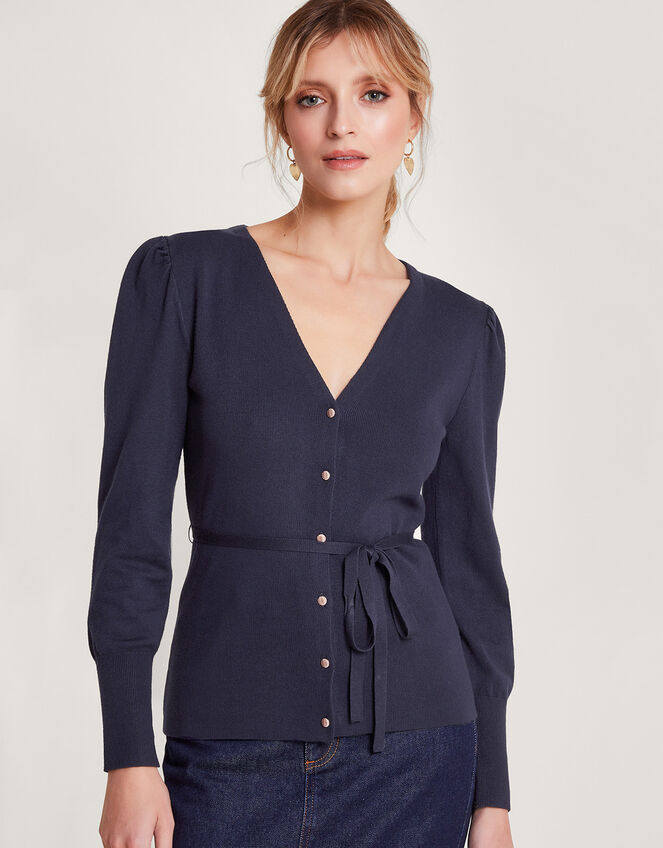 Smart Ribbed Cardigan with LENZING™ ECOVERO™ , Blue (MIDNIGHT), large