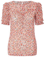 Fia Floral Mesh Top, Pink (PINK), large
