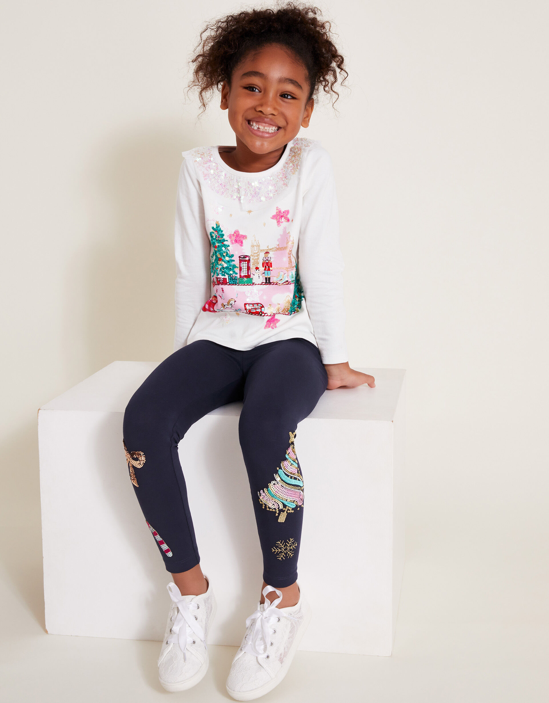 Christmas Sequin Leggings Blue