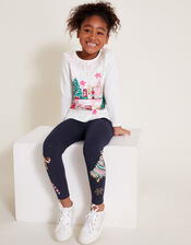 Christmas Sequin Leggings, Blue (NAVY), large