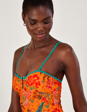 Palm Print Swimsuit, Orange (ORANGE), large