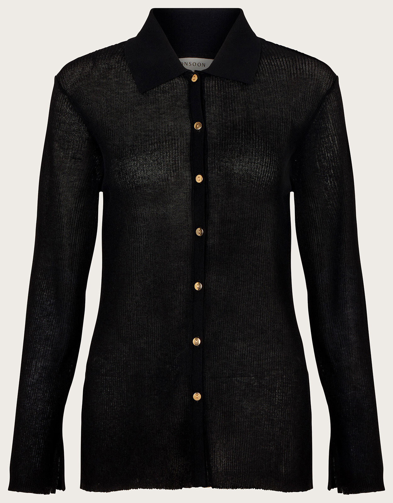Collared Sheer Cardigan Black