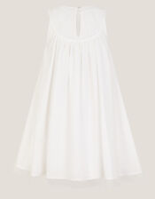 Aria Sleeveless Floral Broderie Dress, Ivory (IVORY), large