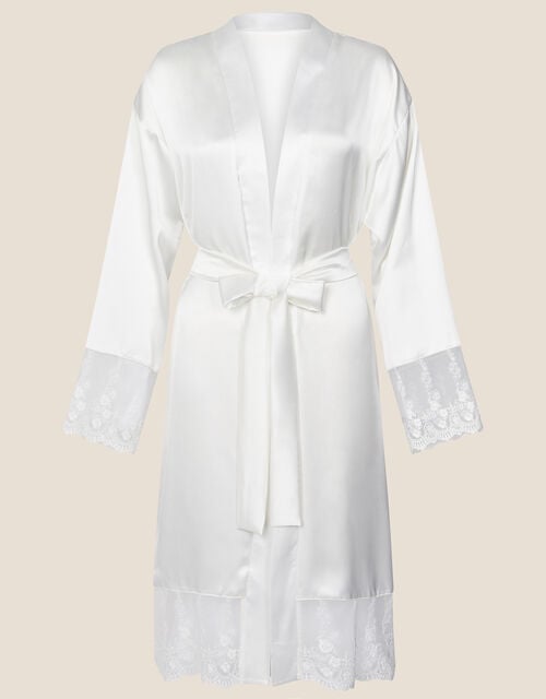 Bridal Lace Satin Robe, Ivory (IVORY), large