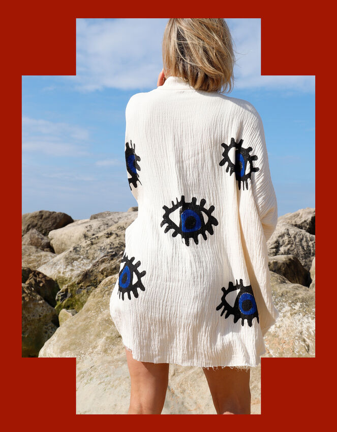 Meraki Beach Eye Print Beach Shirt, Blue (BLUE), large