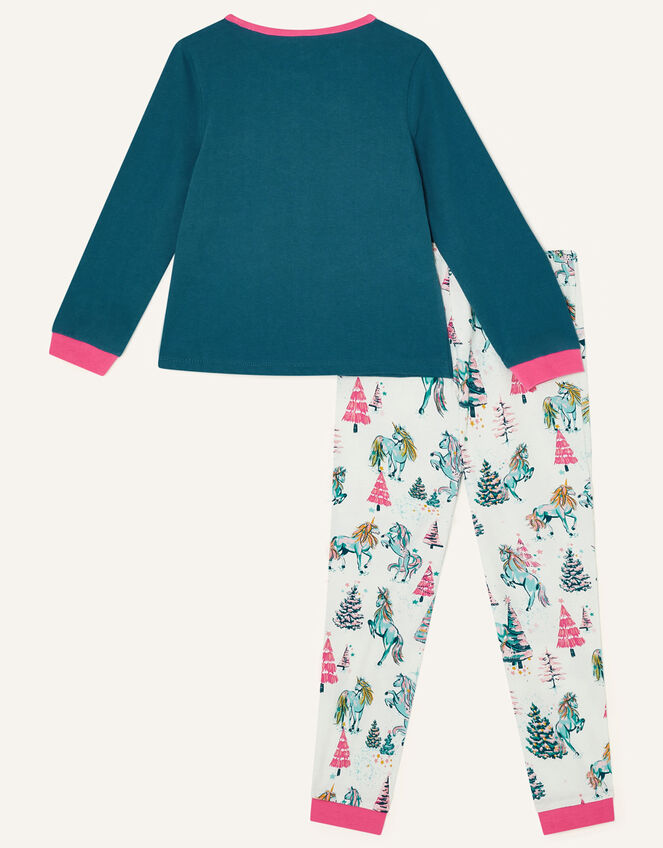 Unicorn Christmas Tree Pyjama Set , Green (GREEN), large