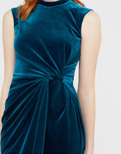 Shelby Twist Velvet Shift Dress, Teal (TEAL), large