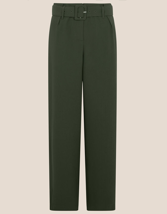 Whitney High Waisted Wide Leg Trousers, Green (KHAKI), large