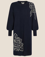 Stitch Rose Placement Dress, Blue (NAVY), large