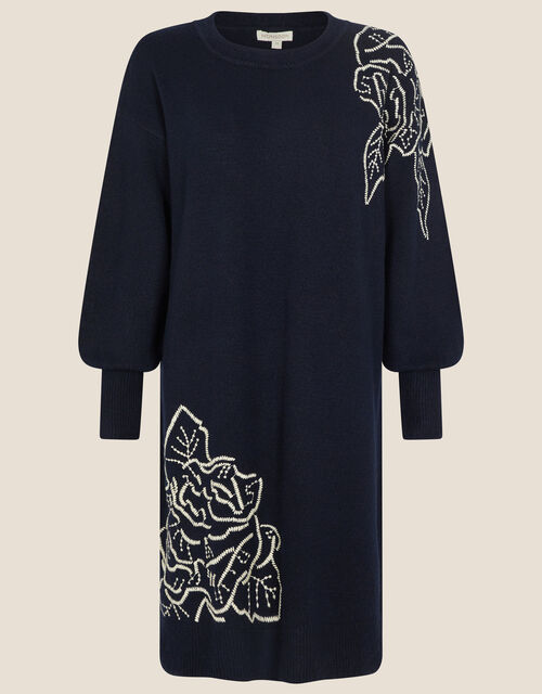 Stitch Rose Placement Dress, Blue (NAVY), large