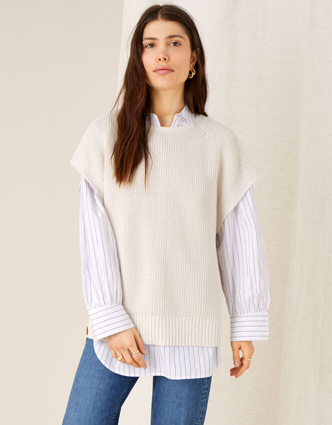 Stitchy Tabard Jumper , Ivory (IVORY), large