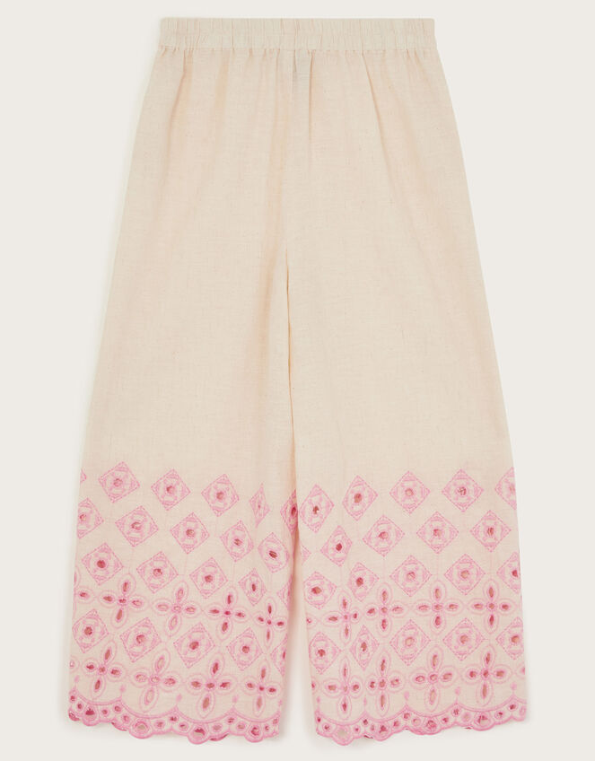 Broderie Wide Leg Trousers, Ivory (IVORY), large