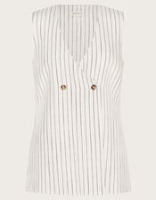 Sara Stripe Waistcoat, Ivory (IVORY), large