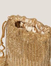 Zena Bead Tassel Bucket Bag, , large