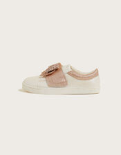 Dazzle Bow Velcro Trainers, Ivory (IVORY), large