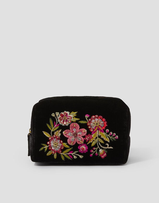 Floral Embellished Make Up Bag, , large