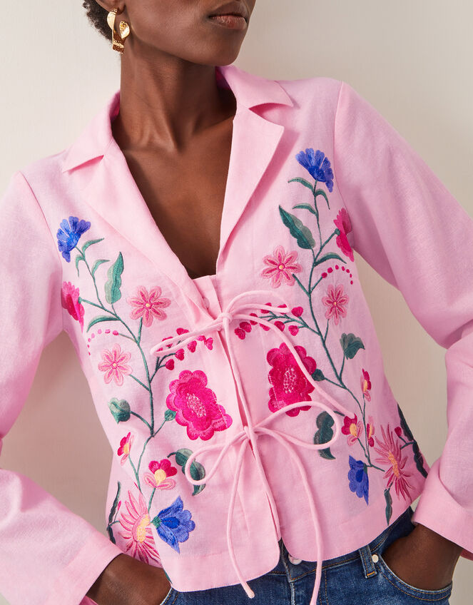 Agata Embroidered Tie Top, Pink (PINK), large