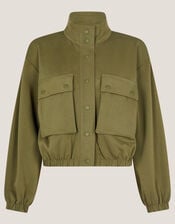 Jen Jersey Utility Jacket, Green (KHAKI), large