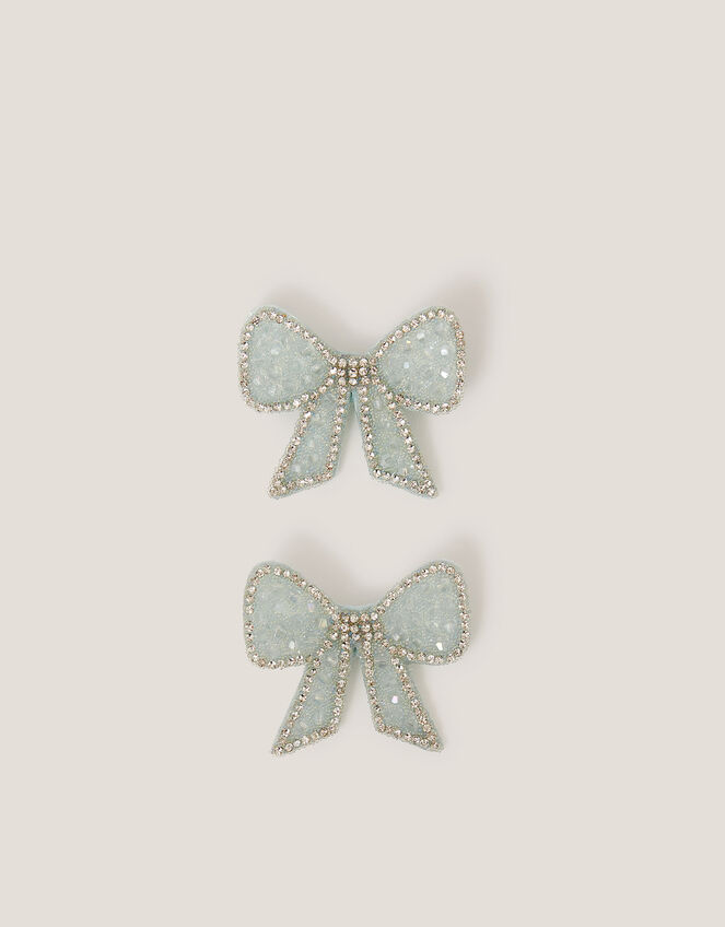 2-Pack Embellished Bow Hair Clips, , large