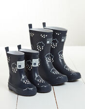 Grass and Air Junior Colour-Revealing Wellies, Blue (NAVY), large
