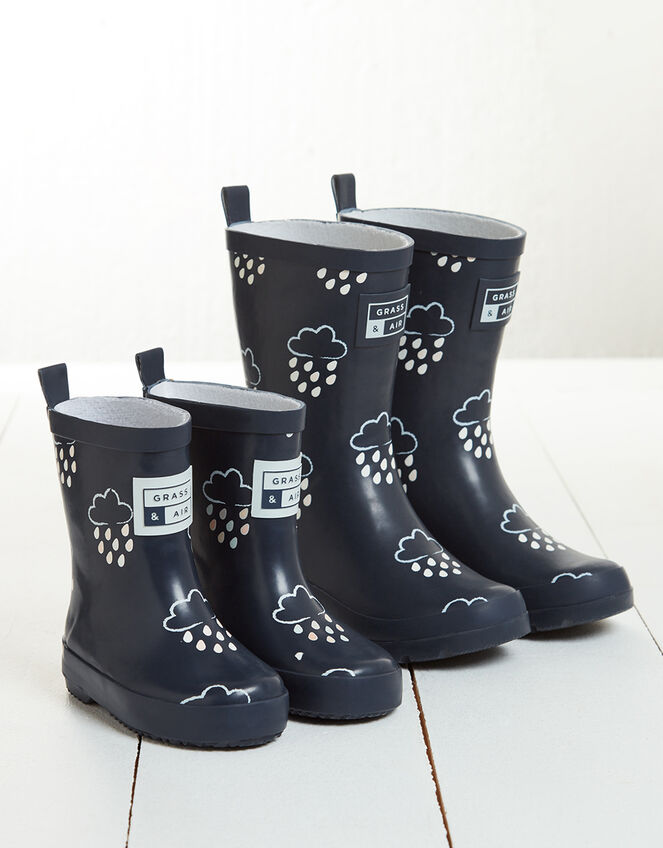 Grass and Air Junior Colour-Revealing Wellies, Blue (NAVY), large