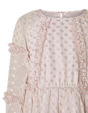 Vienne Pink Metallic Spot Chiffon Dress, Pink (PINK), large