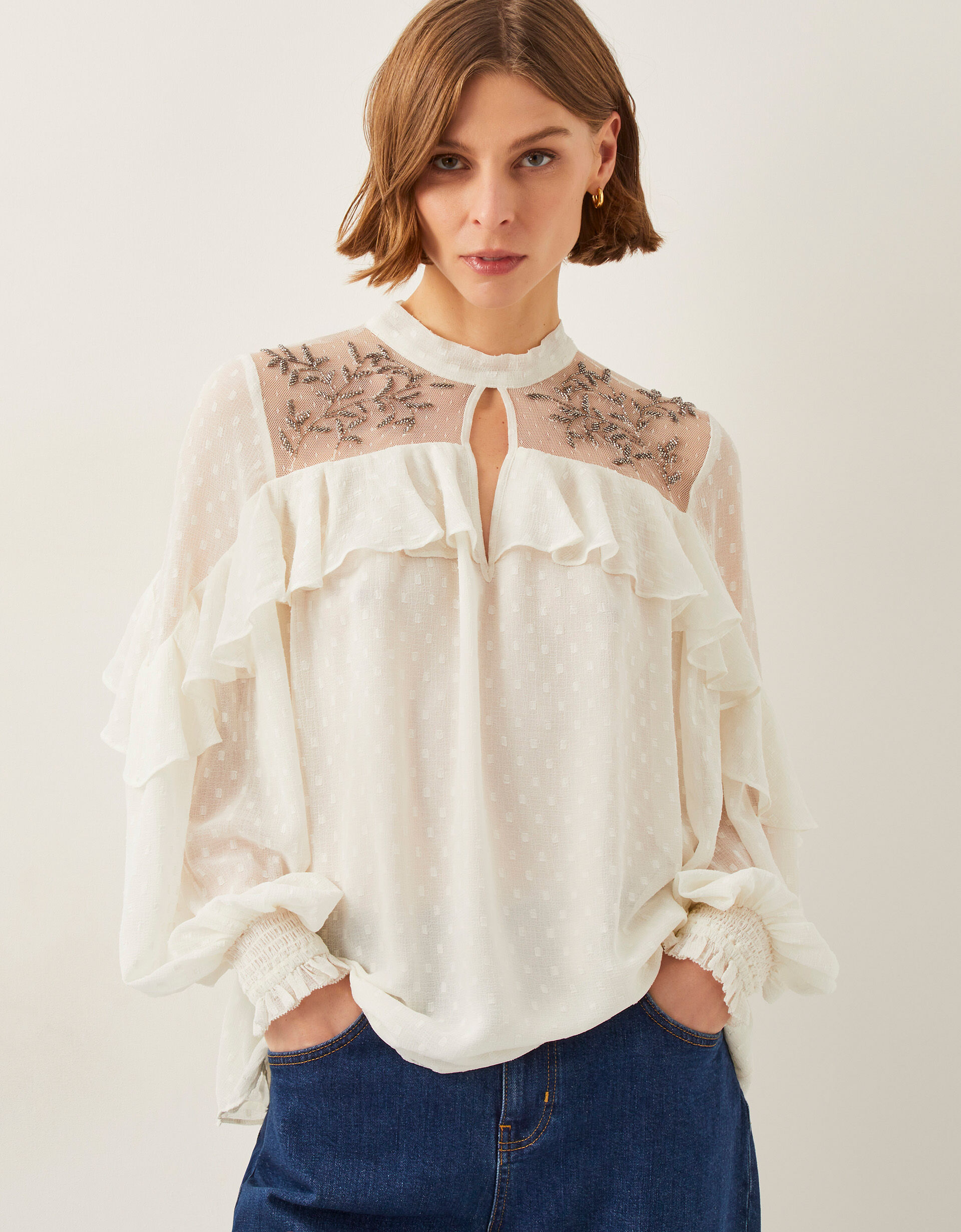 yilon イロン　　DOT FRILL BLOUSE Dot frill blouse – YILON