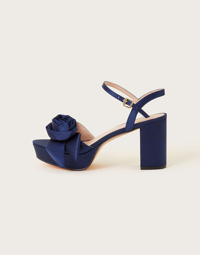 Rosette Platform Heels, Blue (NAVY), large