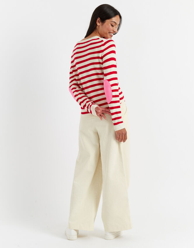 Chinti & Parker Wool Elbow Patch Jumper, Red (RED), large