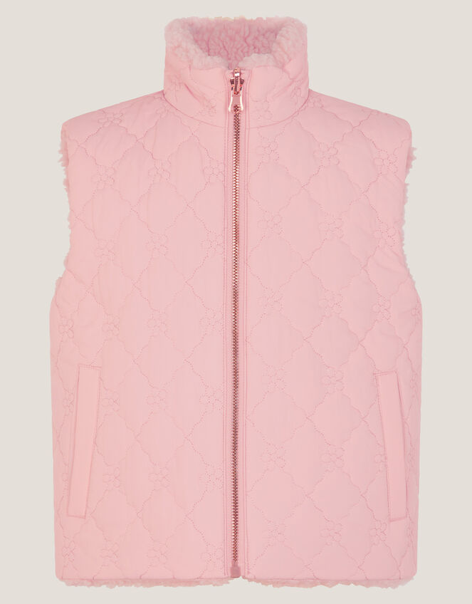 Reversible Floral Quilted Gilet, Pink (PINK), large