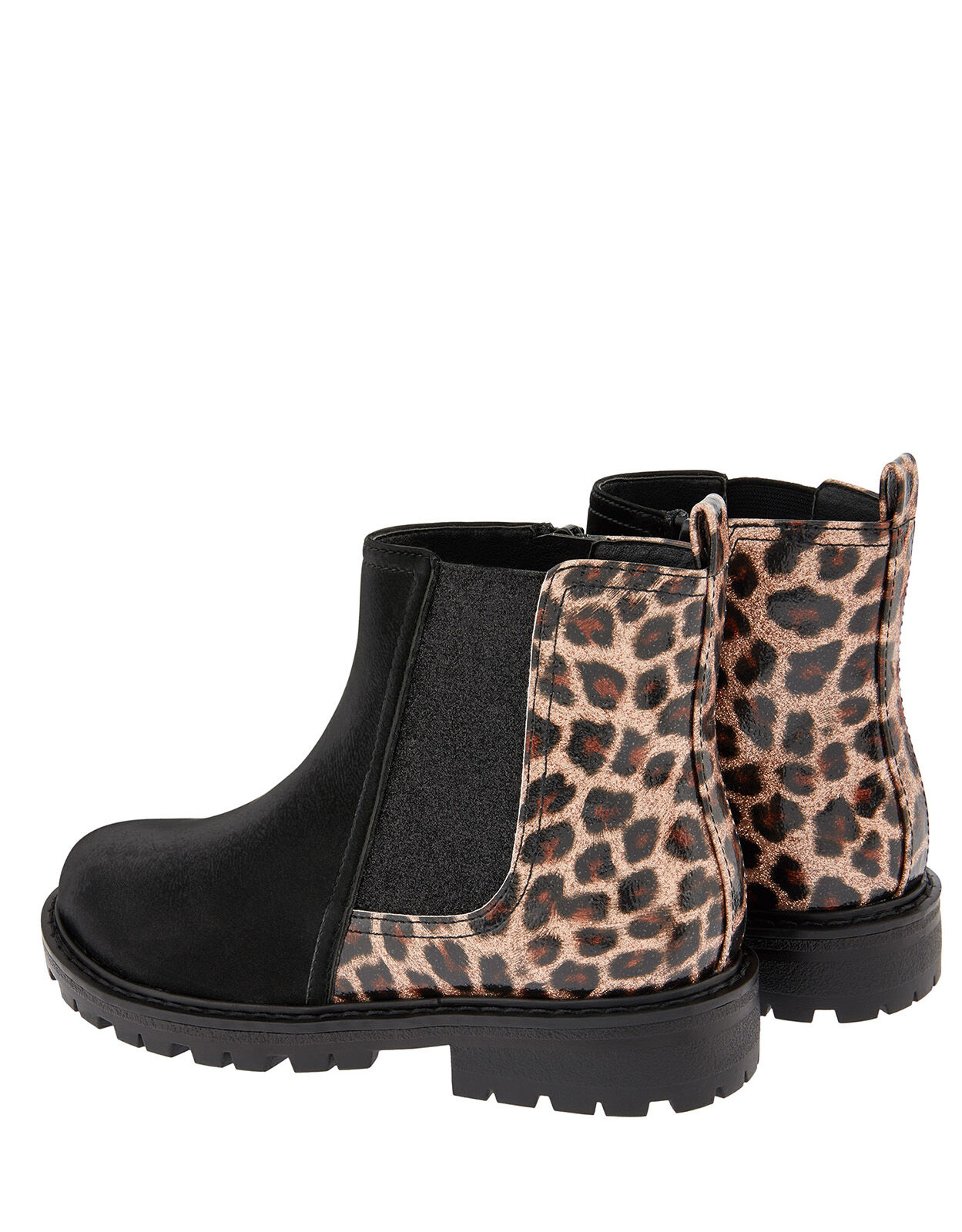 Natasha Leopard Chelsea Boots Black
