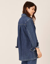 Longline Denim Jacket, Blue (DENIM BLUE), large