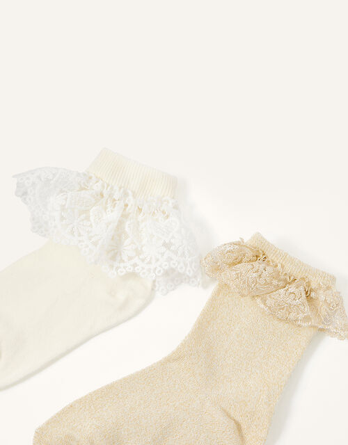 Lace Frill Sock Twinset, Gold (GOLD), large