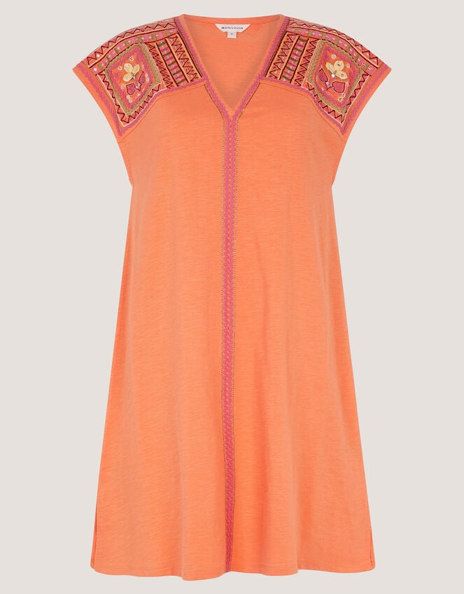 Juliet Embroidered Mini Kaftan, Orange (ORANGE), large
