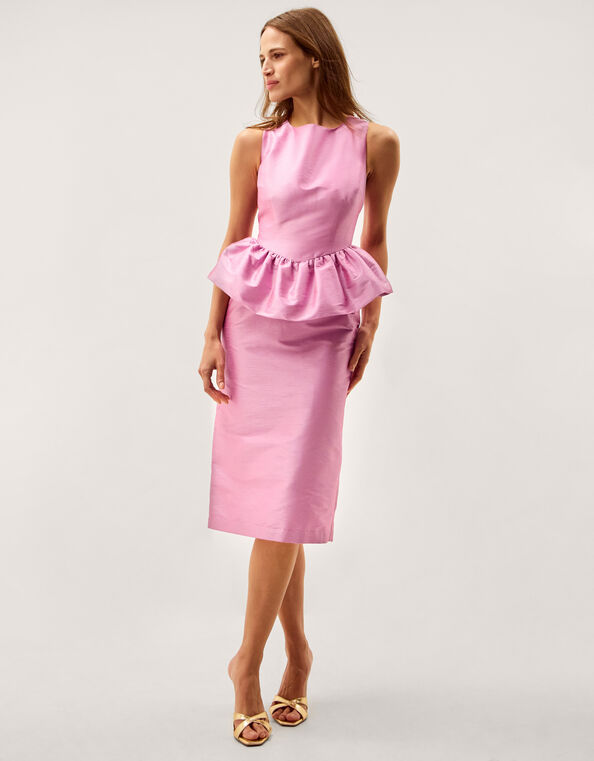 Dahlia Peplum Midi Dress, Purple (LILAC), large