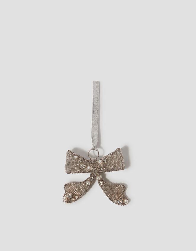 Beaded Bow Christmas Tree Decoration, , large