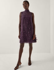 Cassidy Sleeveless Appliqué Mini Dress, Purple (PURPLE), large