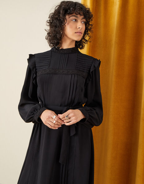 Victoriana Lace Trim Dress Black, Black (BLACK), large