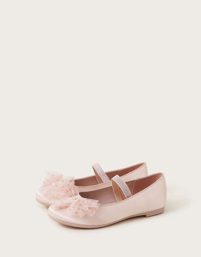 Net Bow Ballerina Flats, Pink (PINK), large